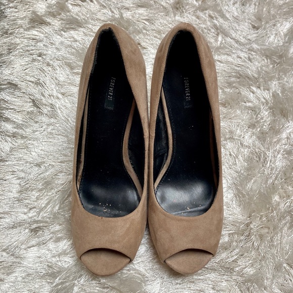 Nude Faux Suede Pumps - Picture 6 of 10